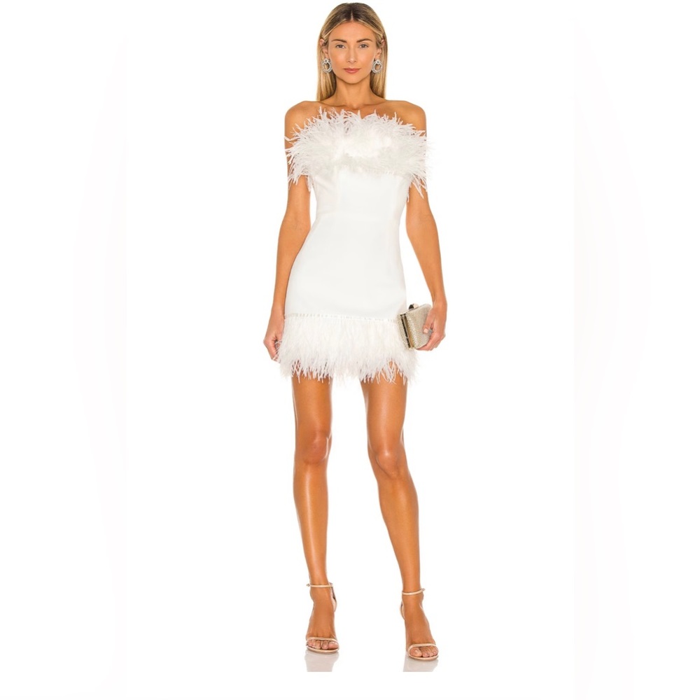Bronx and Banco Lola Blanc Mini Feather Dress in White
